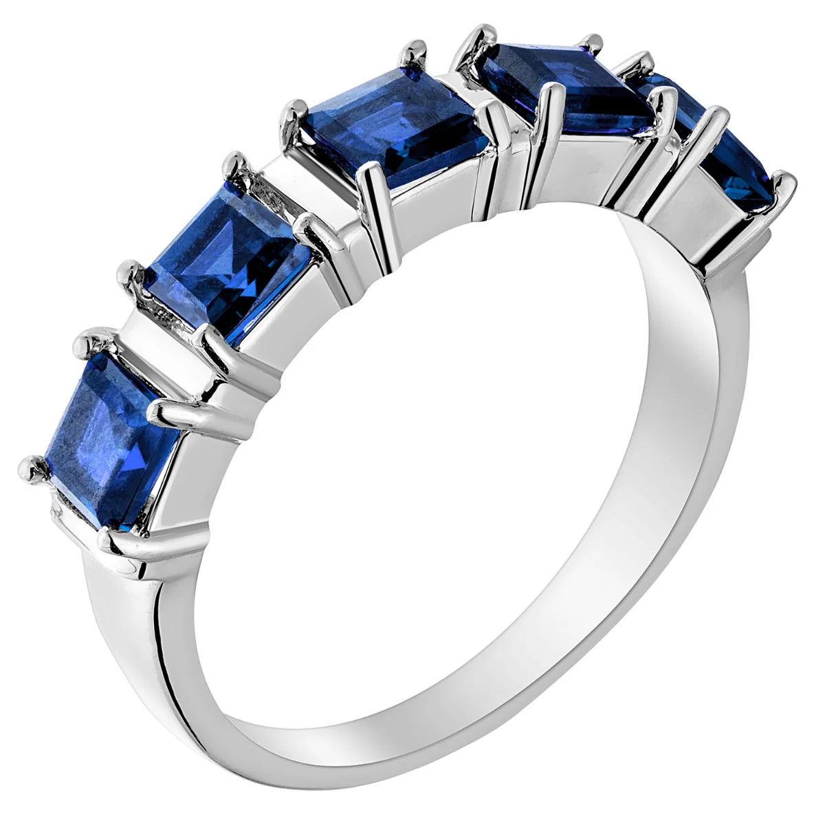 Silver Plated Genuine Sapphire Ring and Earrings Set - Image 3