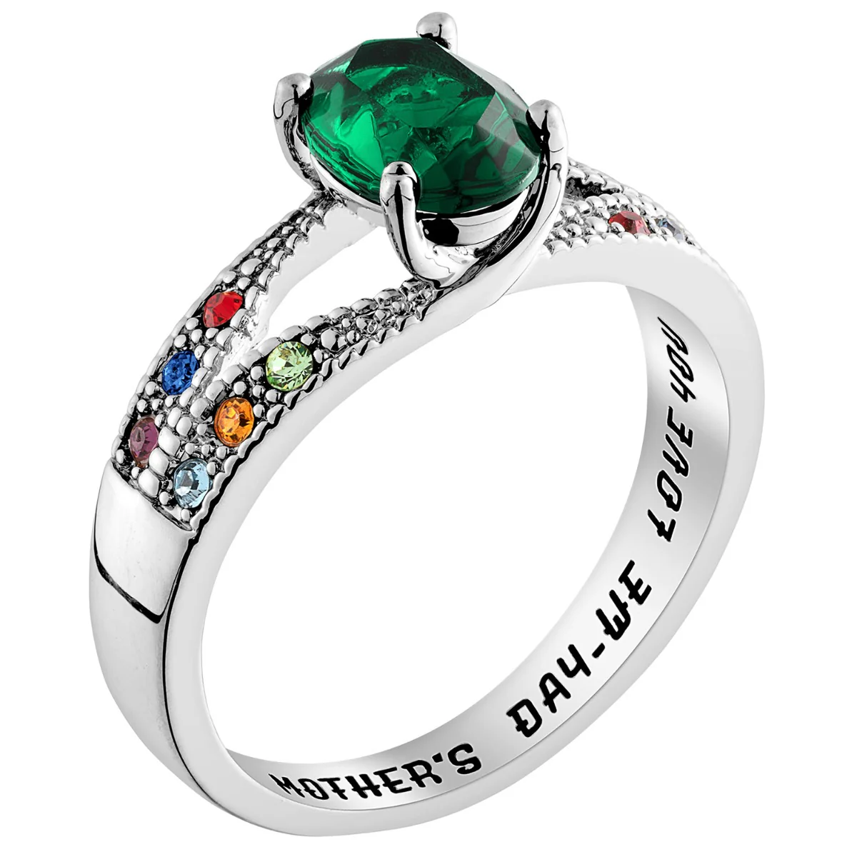 Silver Plated Mother/ Grandmother's Oval Family Birthstone Ring - Image 2