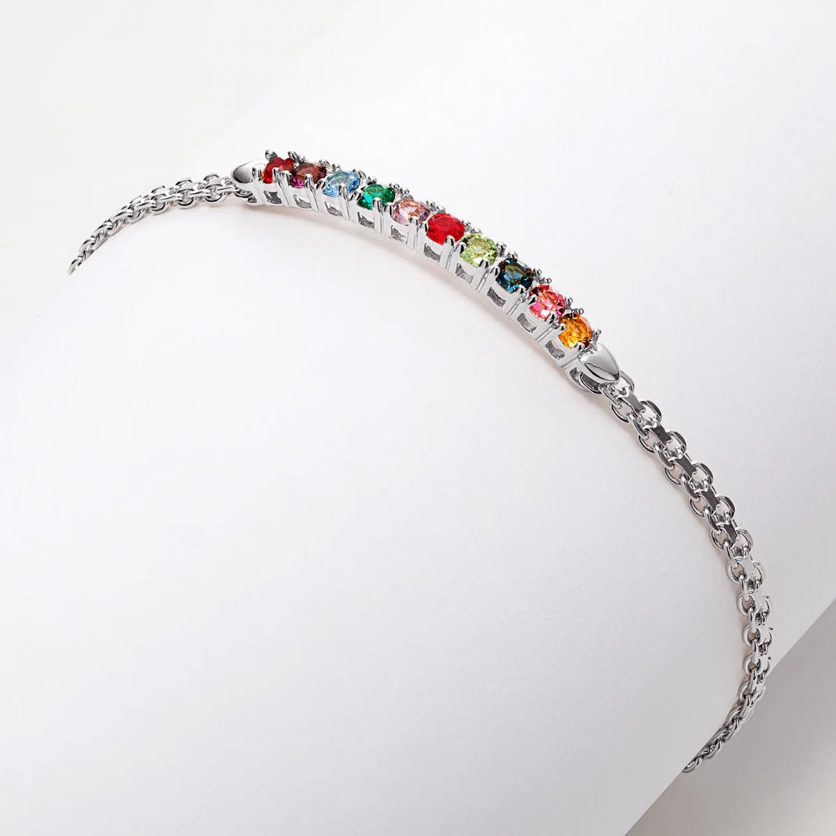 Silver Plated Mothers 8 inch Birthstone Bracelet - Image 3