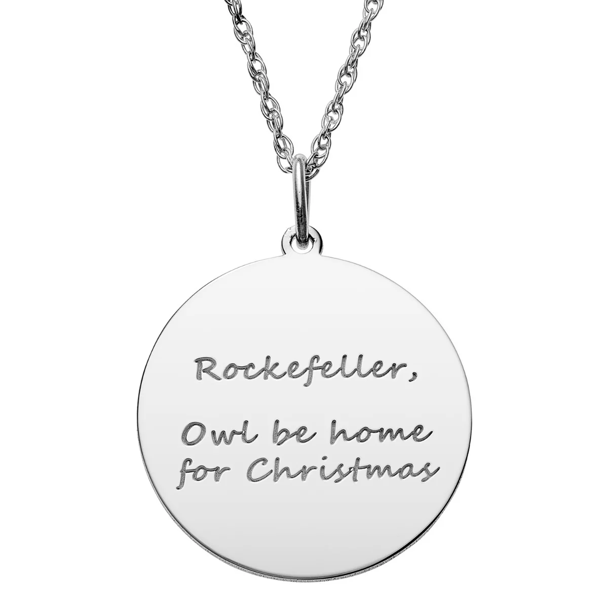 Silver Plated Owl Be Home For Christmas Engraved Name Disc Necklace - Image 3