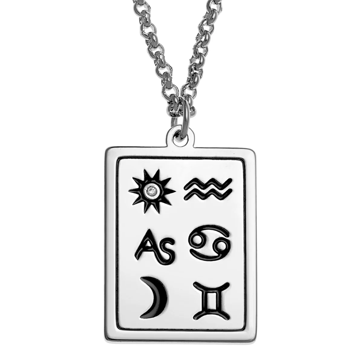 Silver Plated Personalized 3 Zodiac Signs Name Pendant Necklace
