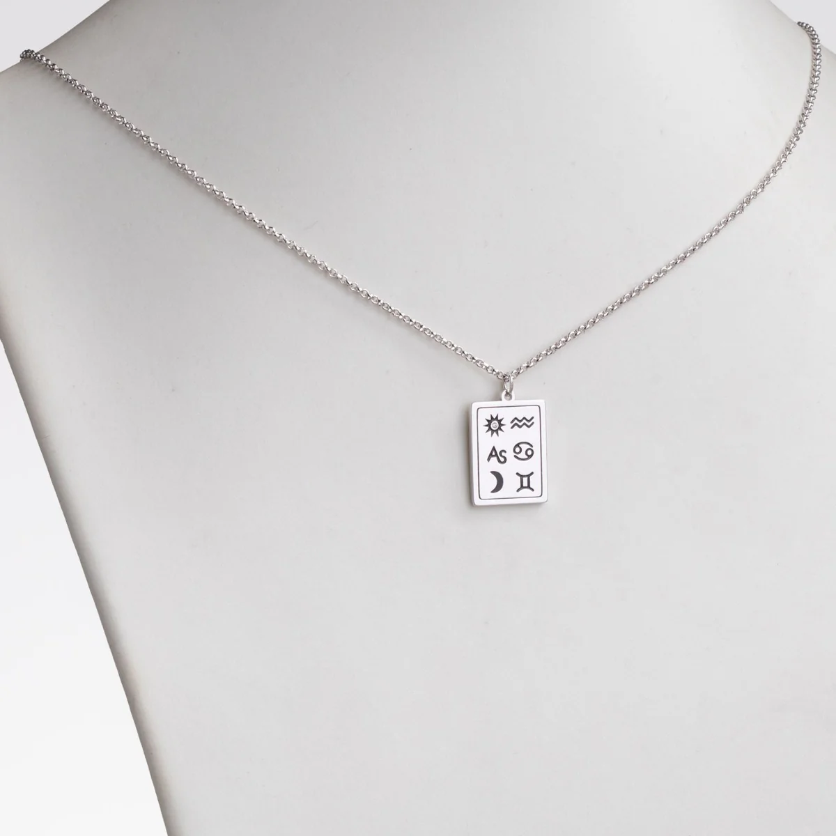 Silver Plated Personalized 3 Zodiac Signs Name Pendant Necklace - Image 3