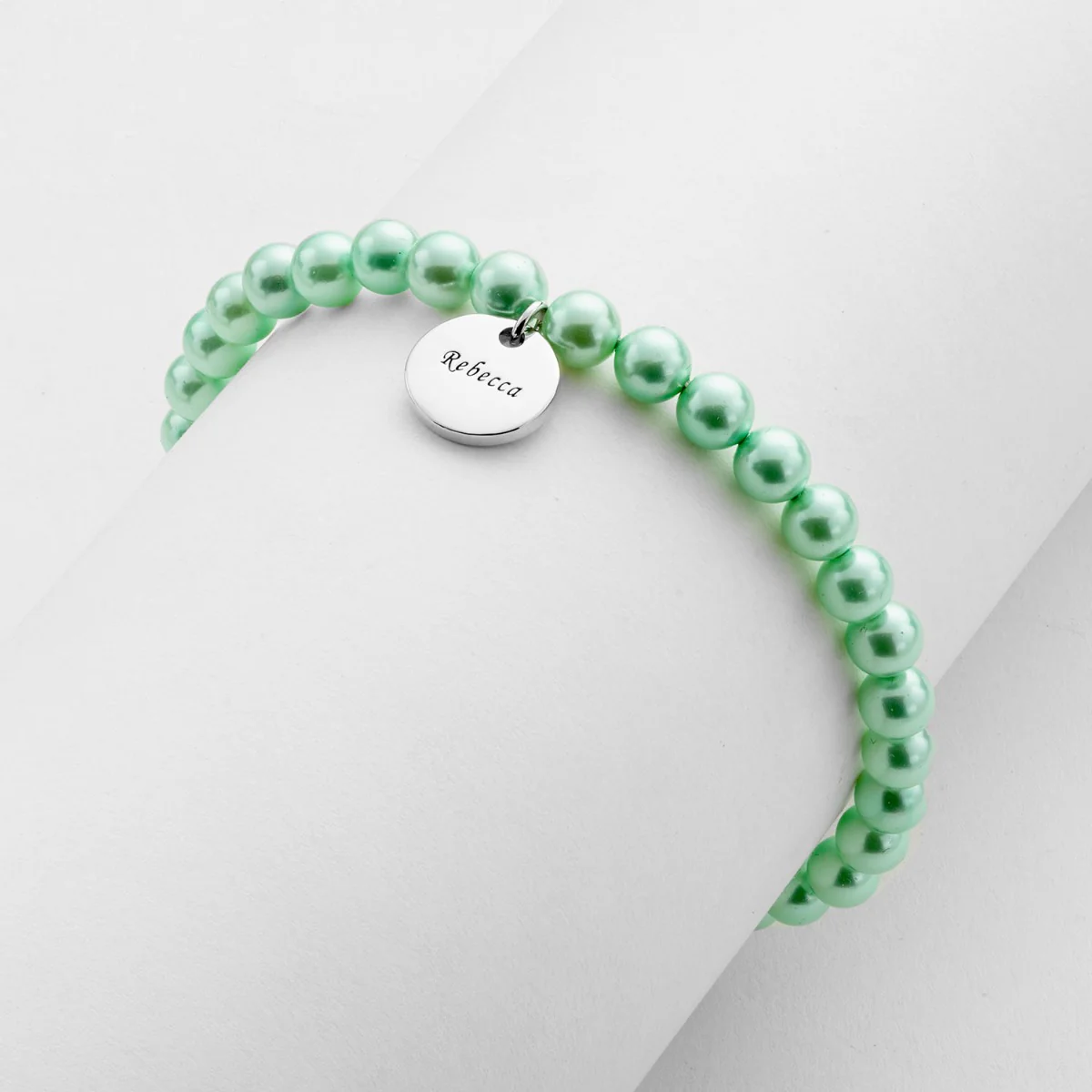 Silver Plated Personalized Pearl and Name Bracelet - Image 2