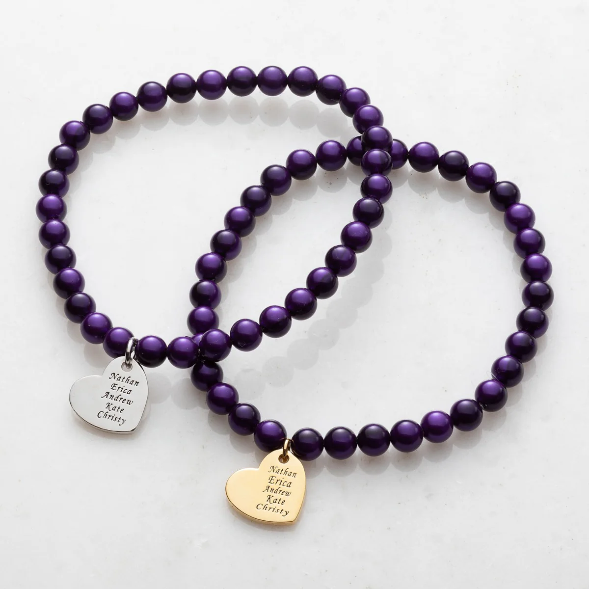 Silver Plated Personalized Pearl Stretch Bracelet - Image 3