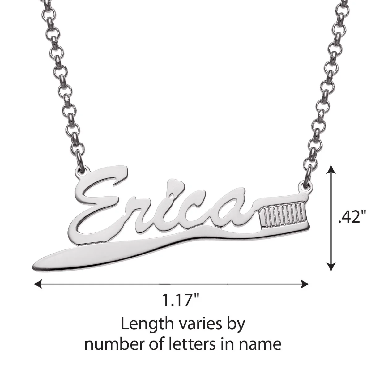 Silver Plated Toothbrush Name Necklace - Image 4
