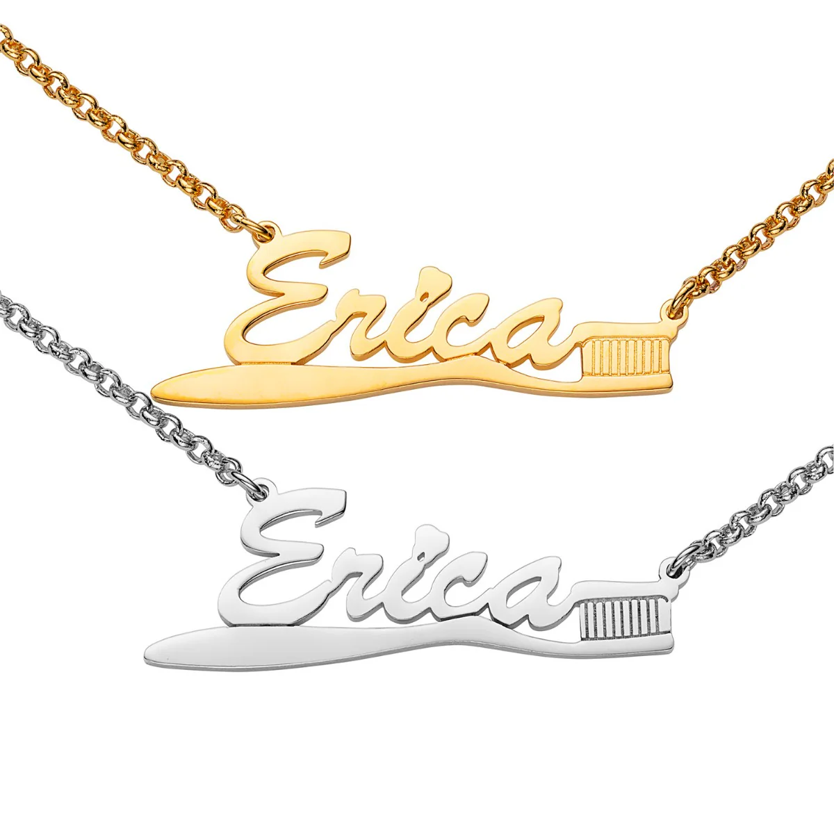 Silver Plated Toothbrush Name Necklace - Image 6