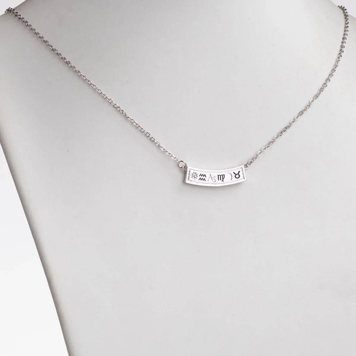 Silver Plated Zodiac Curved Bar Pendant - Image 3