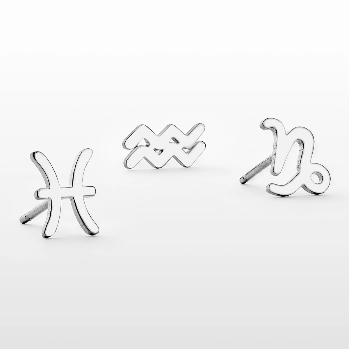 Silver Plated Zodiac Sign Cutout Stud Earring Set of 2 - Image 4
