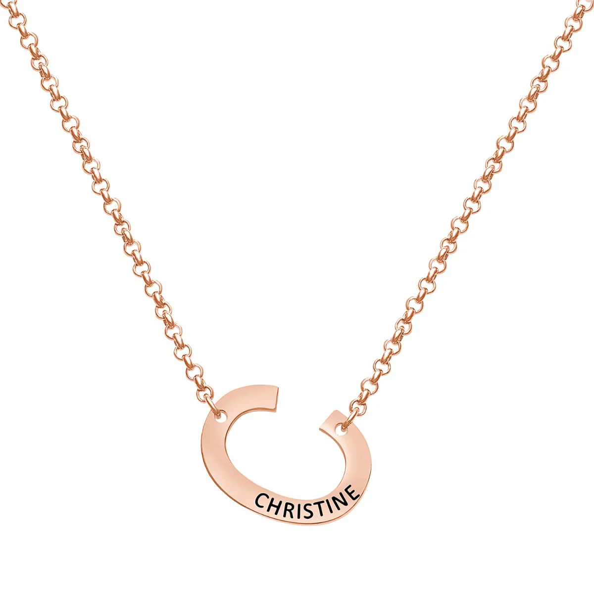 Small Initial with Engraved Name Station Necklace - Image 5