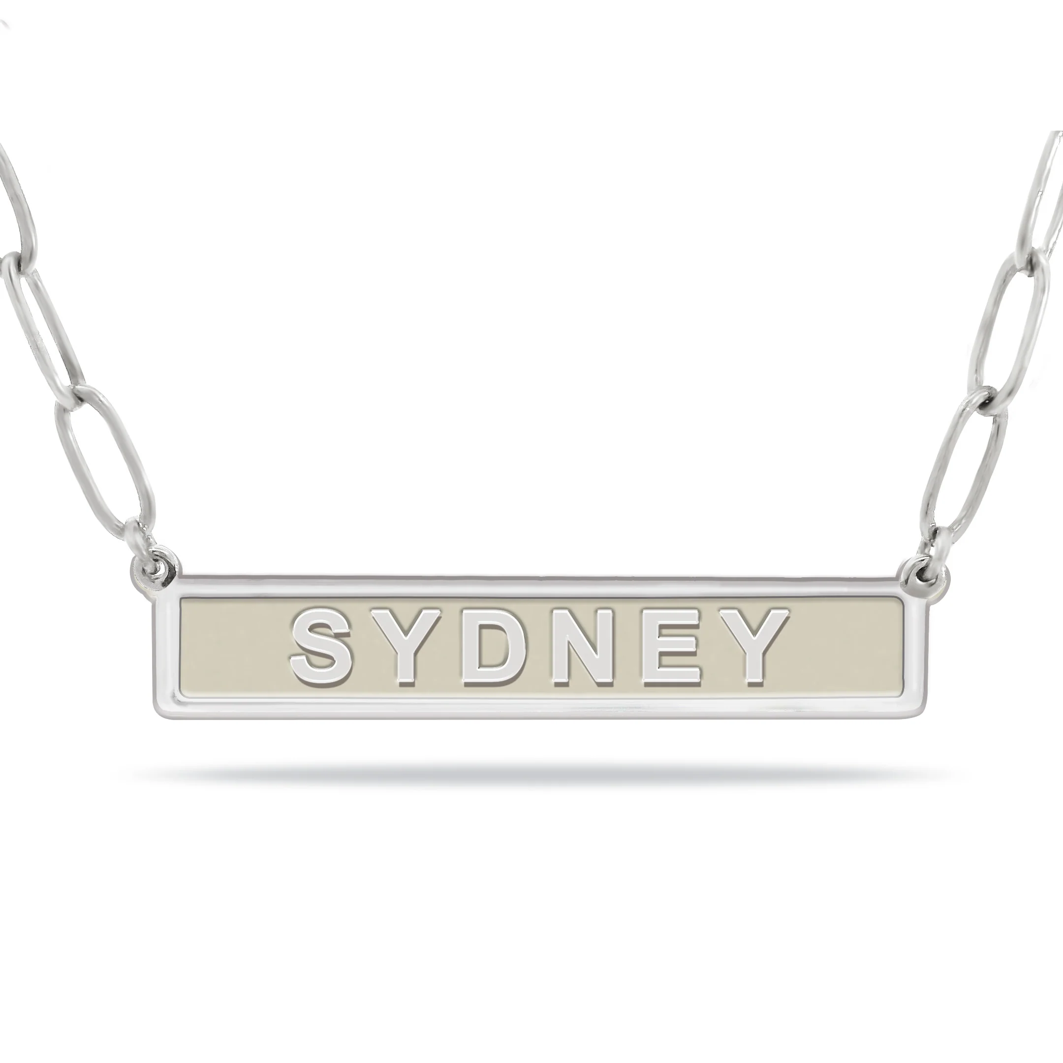 Silver Plated Personalized Chameleon Enamel Bar Paperclip Chain Necklace - Image 3