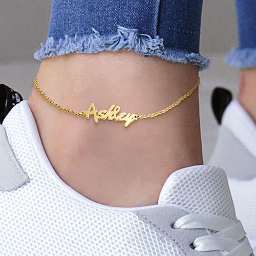 Stainless Steel Bold Name Anklet - Image 5
