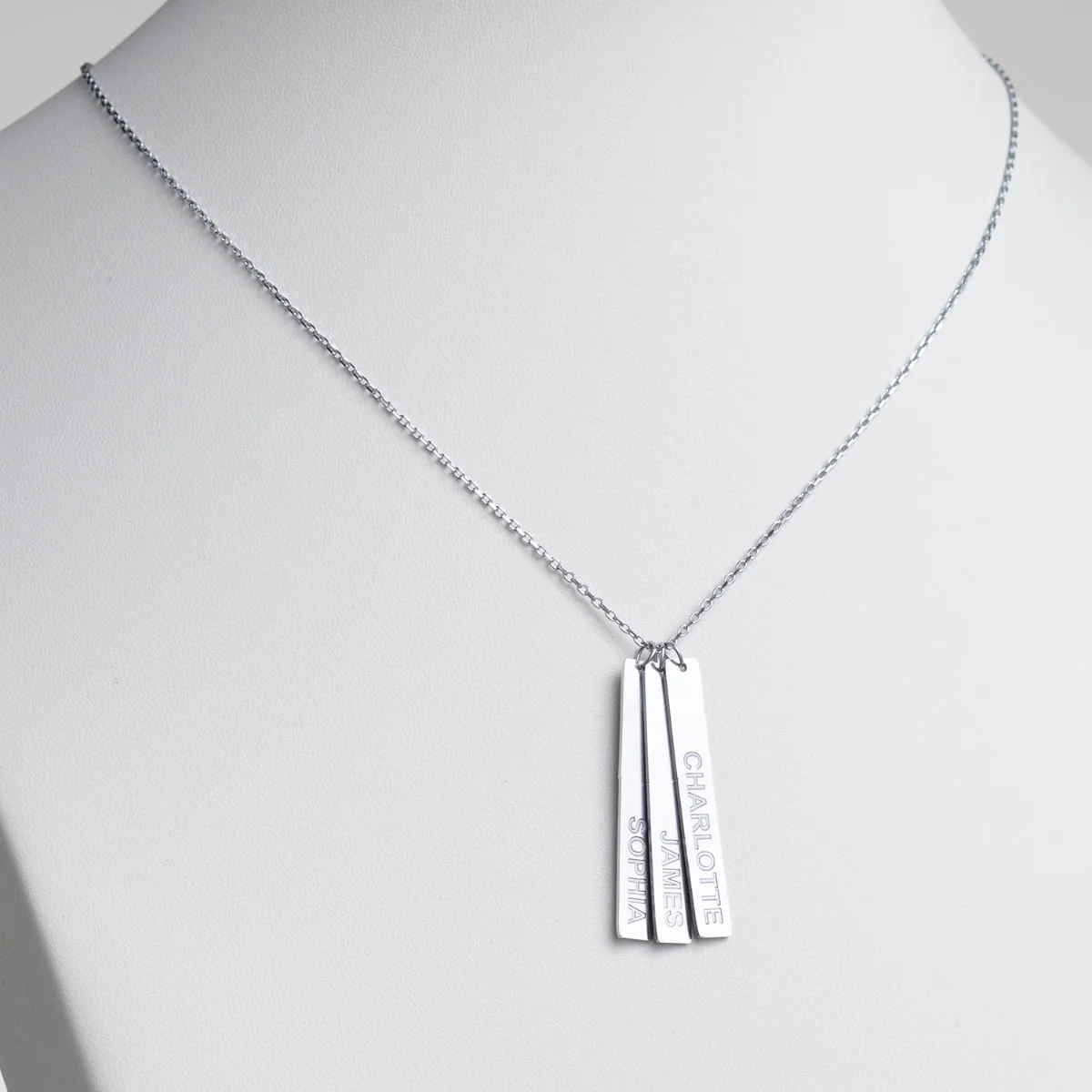 Stainless Steel Eng Name Vertical Bar Necklace - 3 names - Image 4