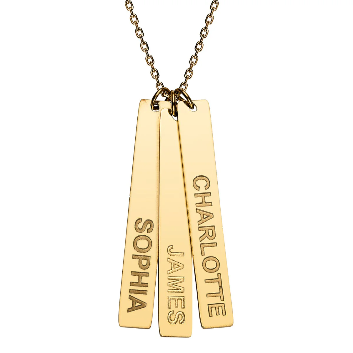 Stainless Steel Eng Name Vertical Bar Necklace - 3 names - Image 5