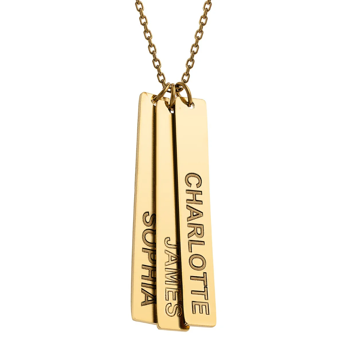 Stainless Steel Eng Name Vertical Bar Necklace - 3 names - Image 6