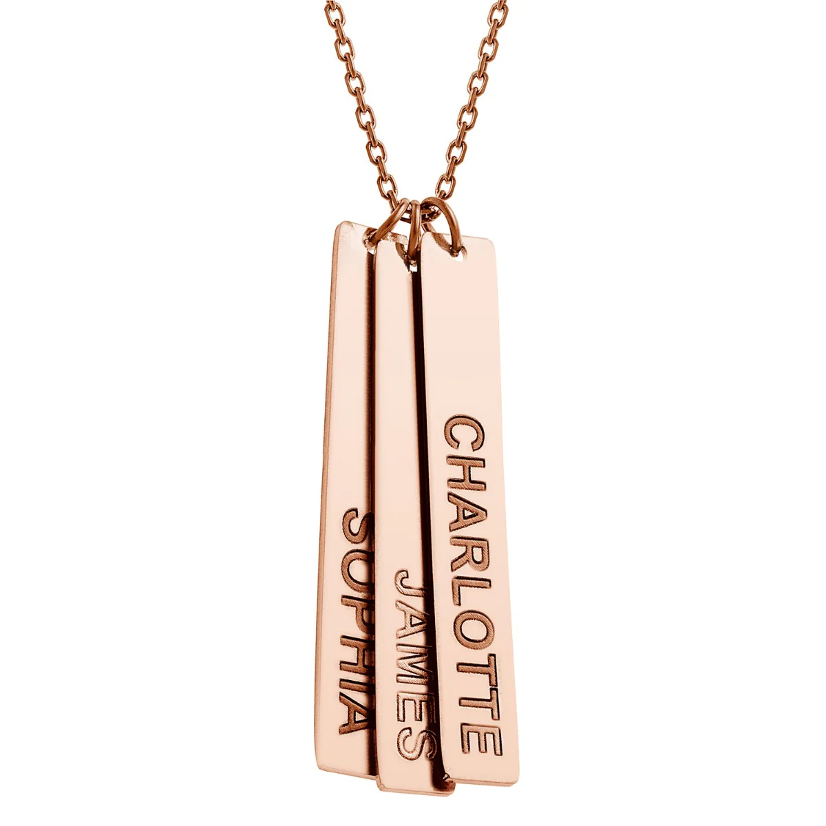 Stainless Steel Eng Name Vertical Bar Necklace - 3 names - Image 8