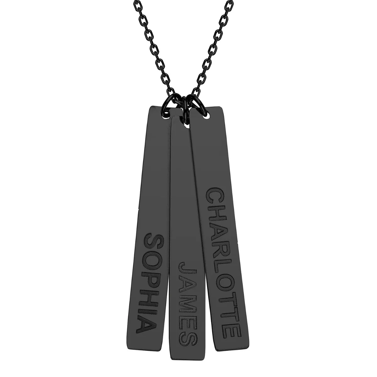 Stainless Steel Eng Name Vertical Bar Necklace - 3 names - Image 9