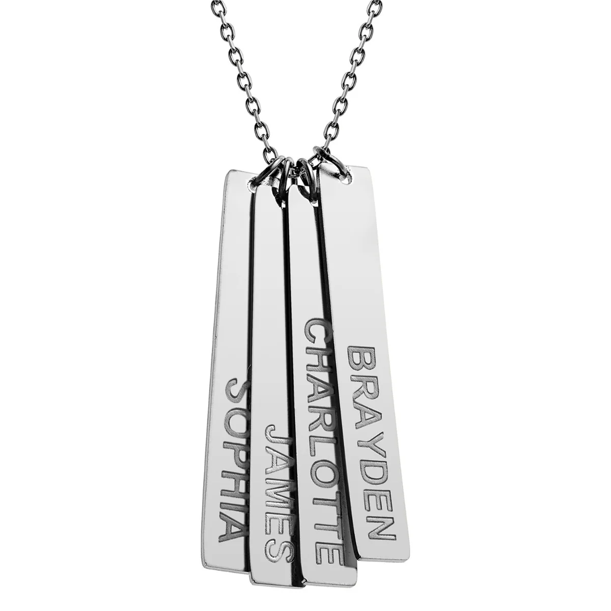 Stainless Steel Eng Name Vertical Bar Necklace - 4 names - Image 3