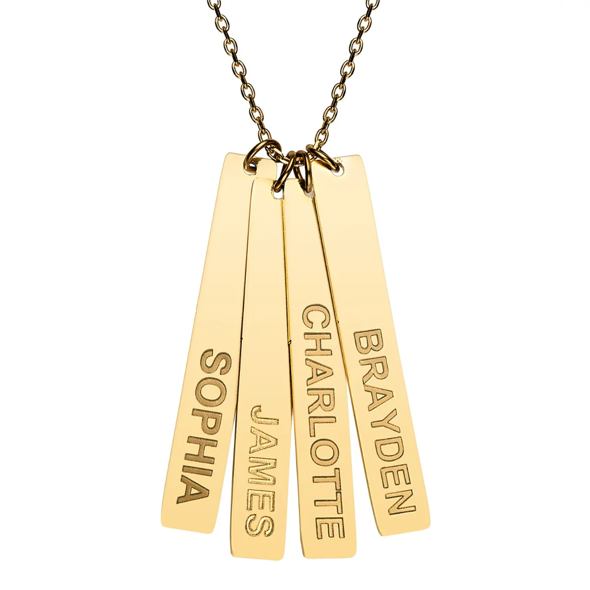 Stainless Steel Eng Name Vertical Bar Necklace - 4 names - Image 5