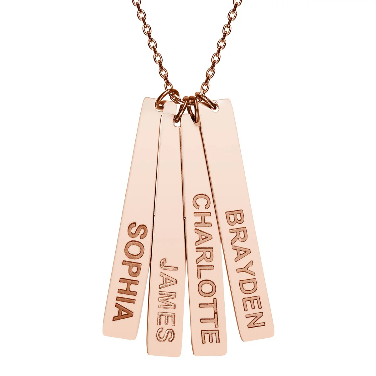 Stainless Steel Eng Name Vertical Bar Necklace - 4 names - Image 7