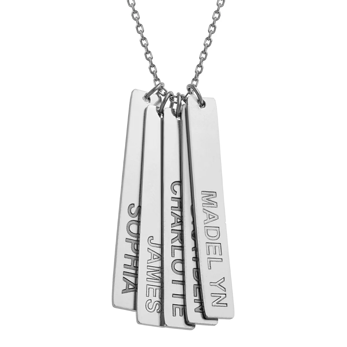 Stainless Steel Eng Name Vertical Bar Necklace - 5 names - Image 3