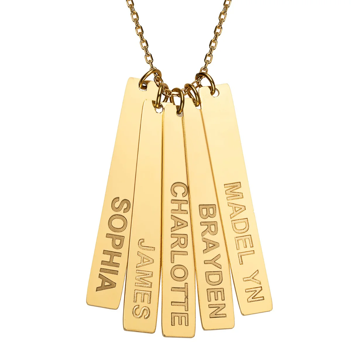 Stainless Steel Eng Name Vertical Bar Necklace - 5 names - Image 5