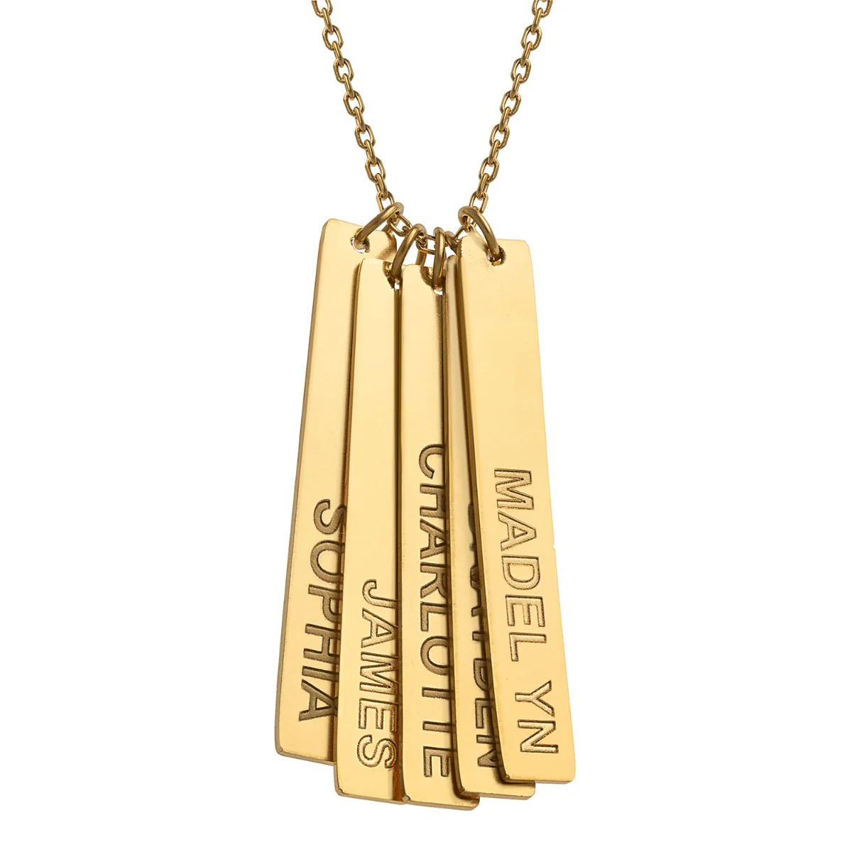Stainless Steel Eng Name Vertical Bar Necklace - 5 names - Image 6