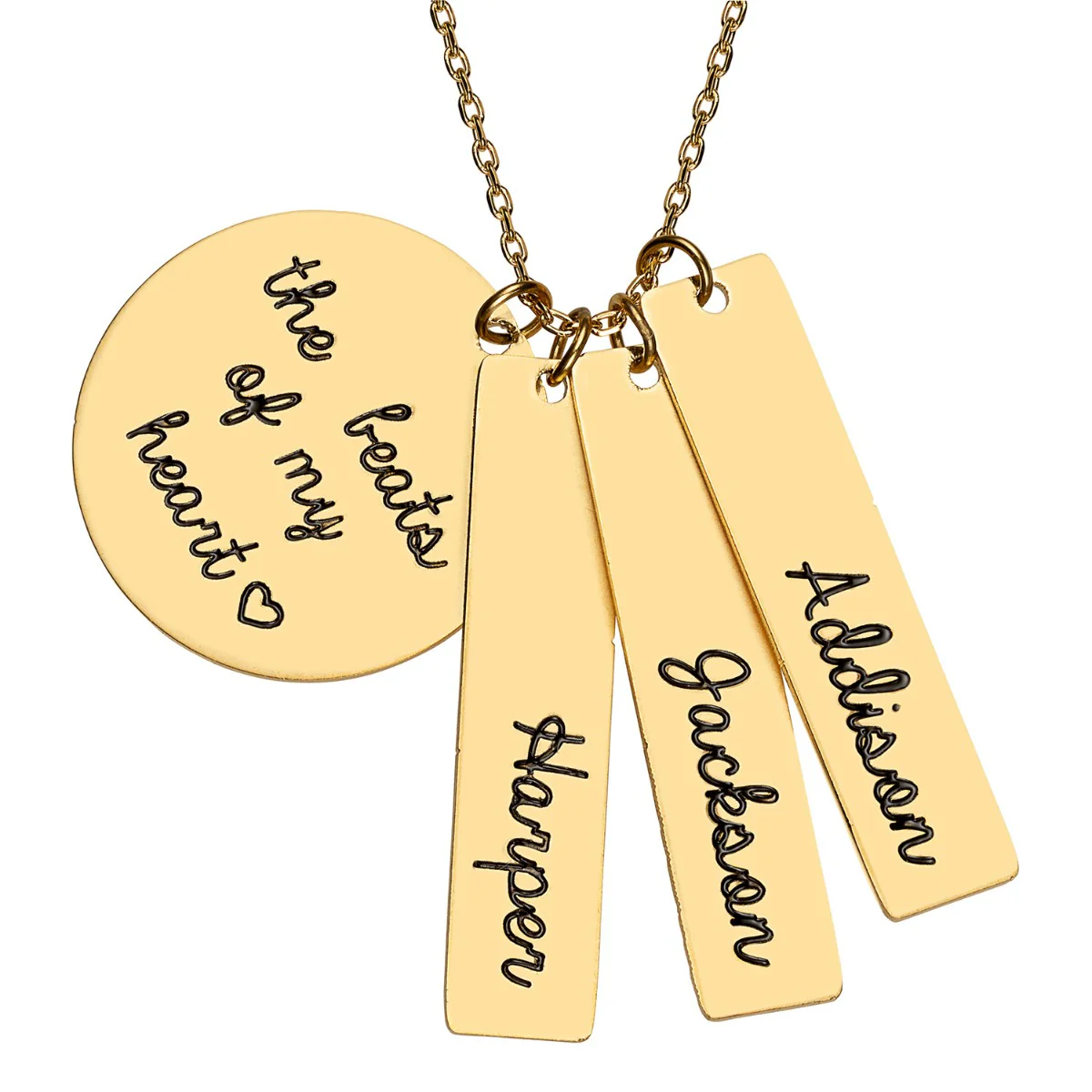 Stainless Steel Engraved Family Name Cluster Necklace - Image 5