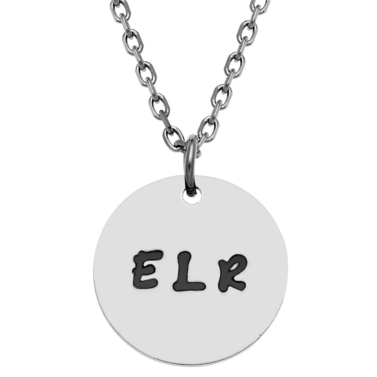 Stainless Steel Engraved Initials Disc Necklace - Image 2