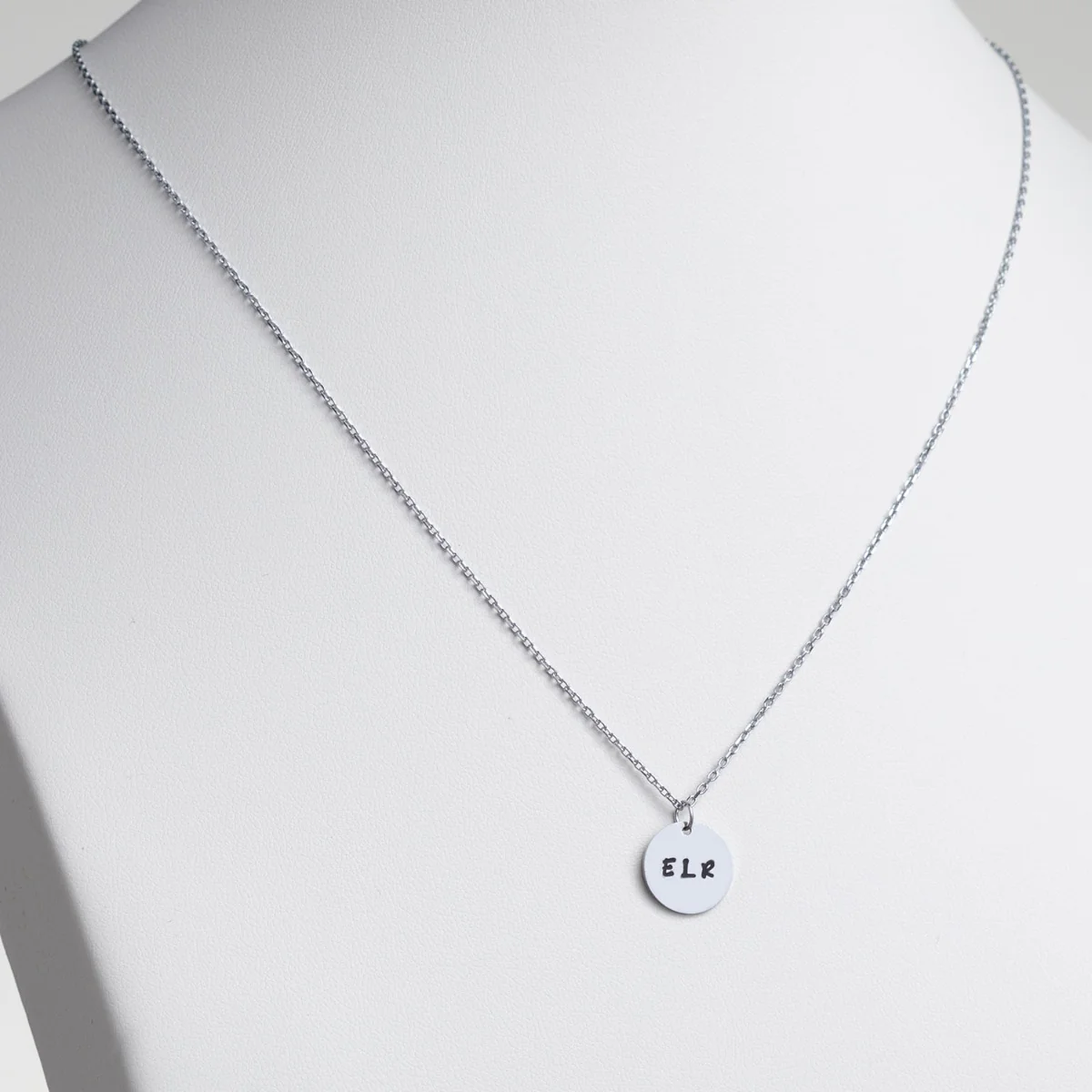 Stainless Steel Engraved Initials Disc Necklace - Image 3