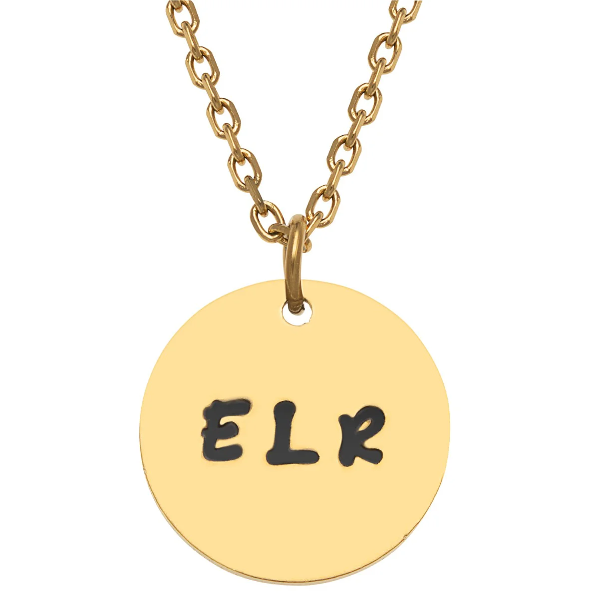 Stainless Steel Engraved Initials Disc Necklace - Image 4