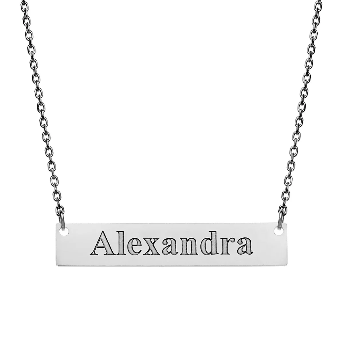 Stainless Steel Engraved Name Bar Necklace - Image 2