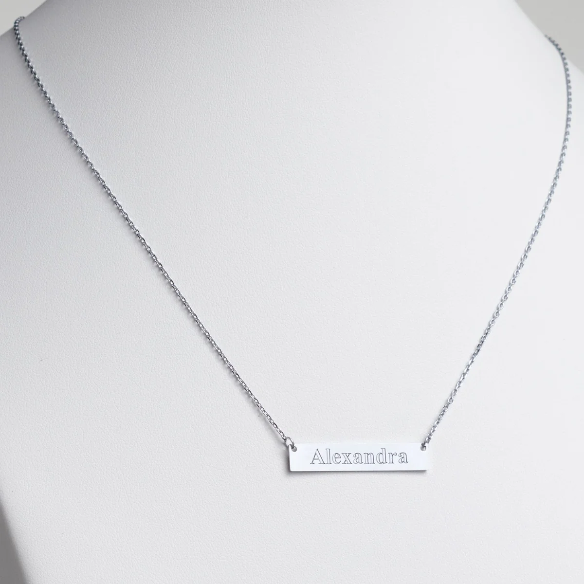 Stainless Steel Engraved Name Bar Necklace - Image 3