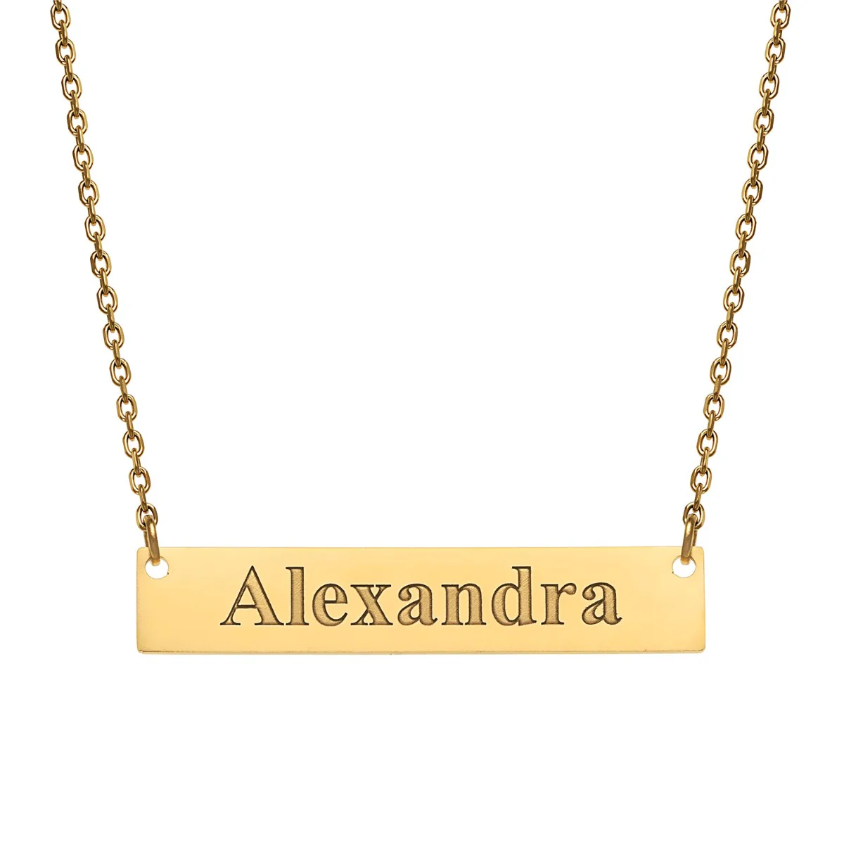 Stainless Steel Engraved Name Bar Necklace - Image 4