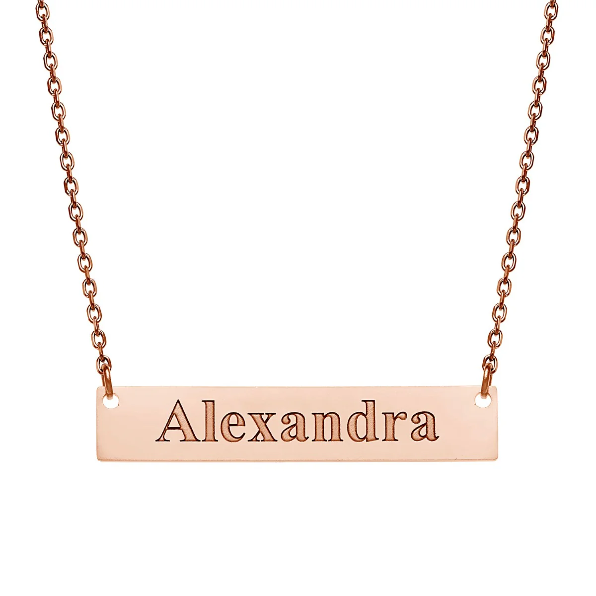 Stainless Steel Engraved Name Bar Necklace - Image 5