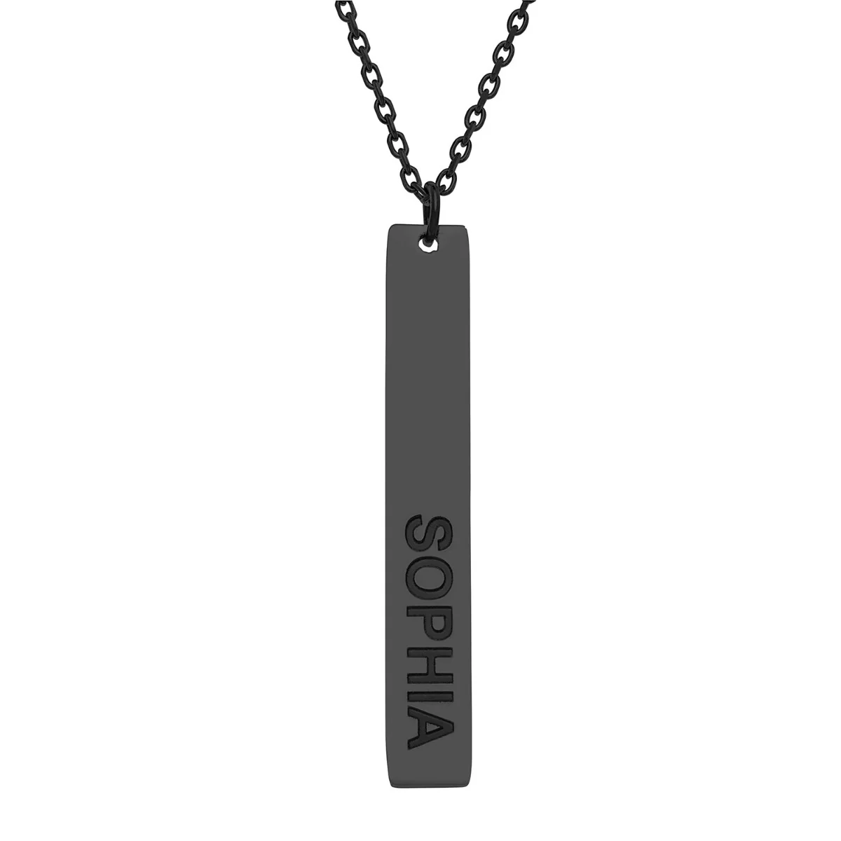 Stainless Steel Engraved Name Vertical Bar Necklace - Image 6