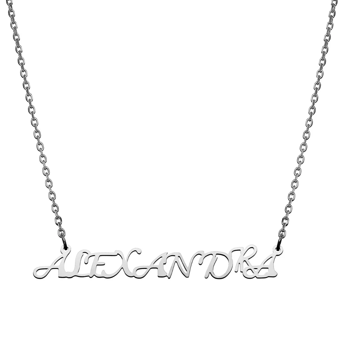 Stainless Steel Fancy Script Uppercase Name Necklace - Image 2