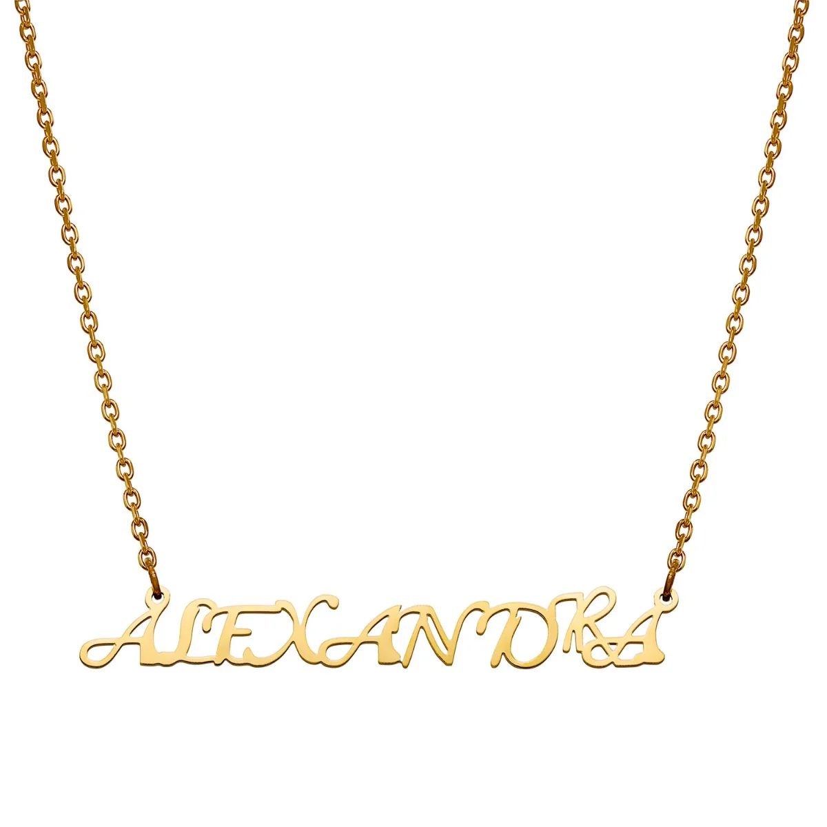 Stainless Steel Fancy Script Uppercase Name Necklace - Image 4