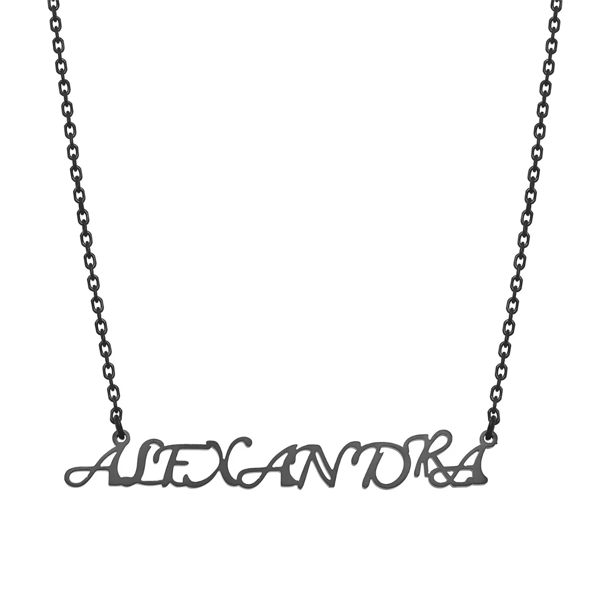 Stainless Steel Fancy Script Uppercase Name Necklace - Image 5