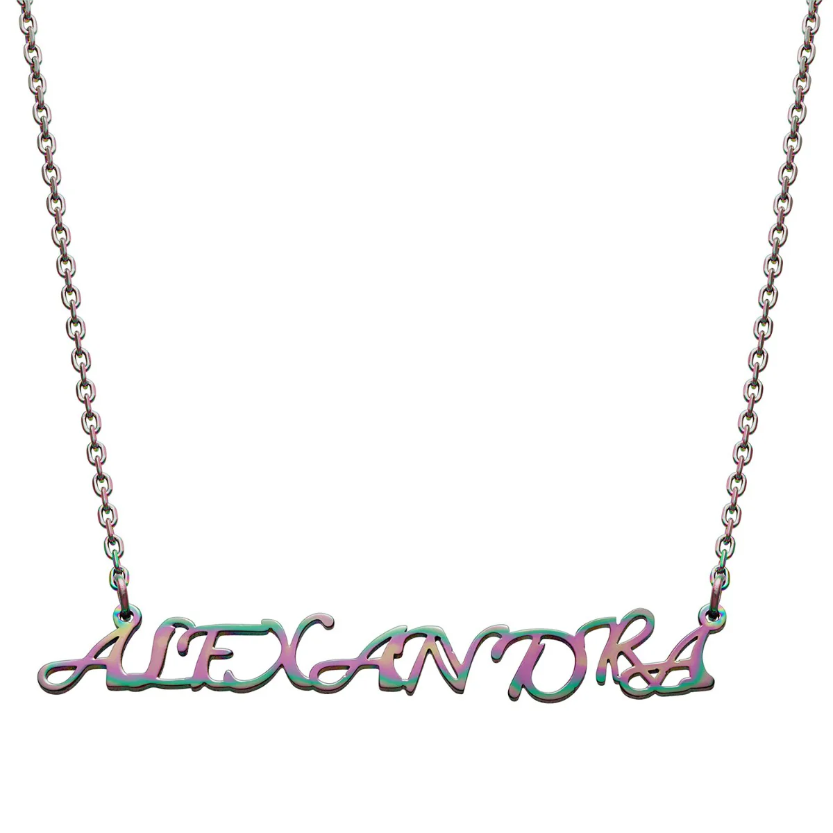 Stainless Steel Fancy Script Uppercase Name Necklace - Image 7