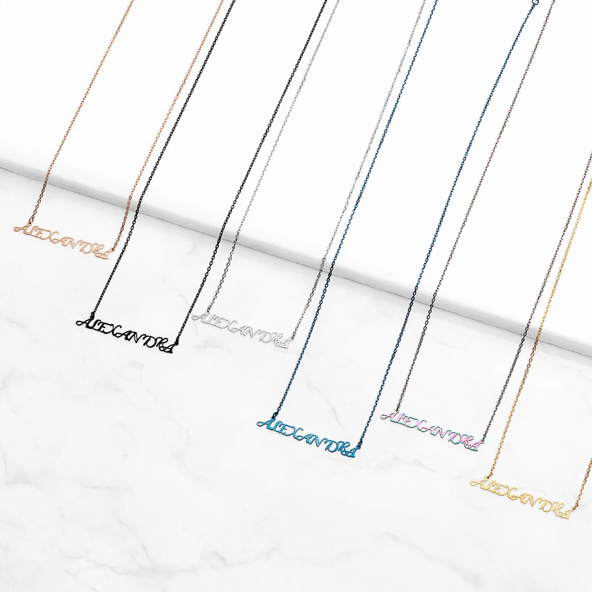 Stainless Steel Fancy Script Uppercase Name Necklace - Image 8