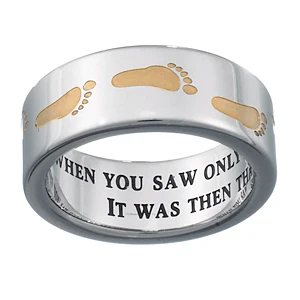 Stainless Steel Footprints Sentiment Band - Image 2