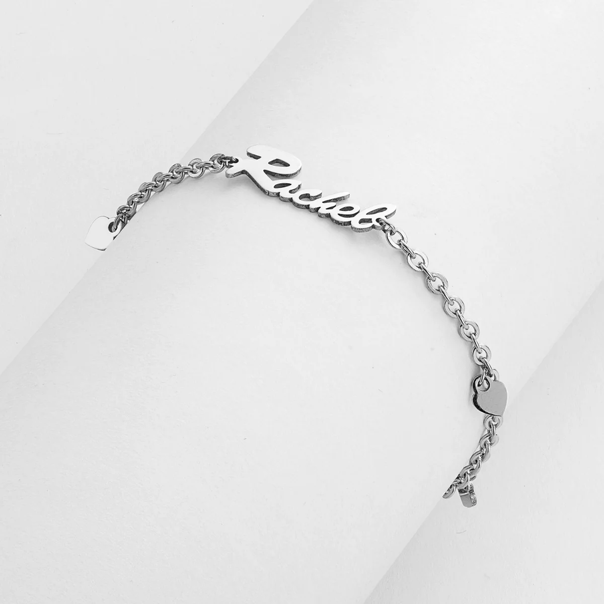 Stainless Steel Heart Charm and Name Bracelet - Image 2