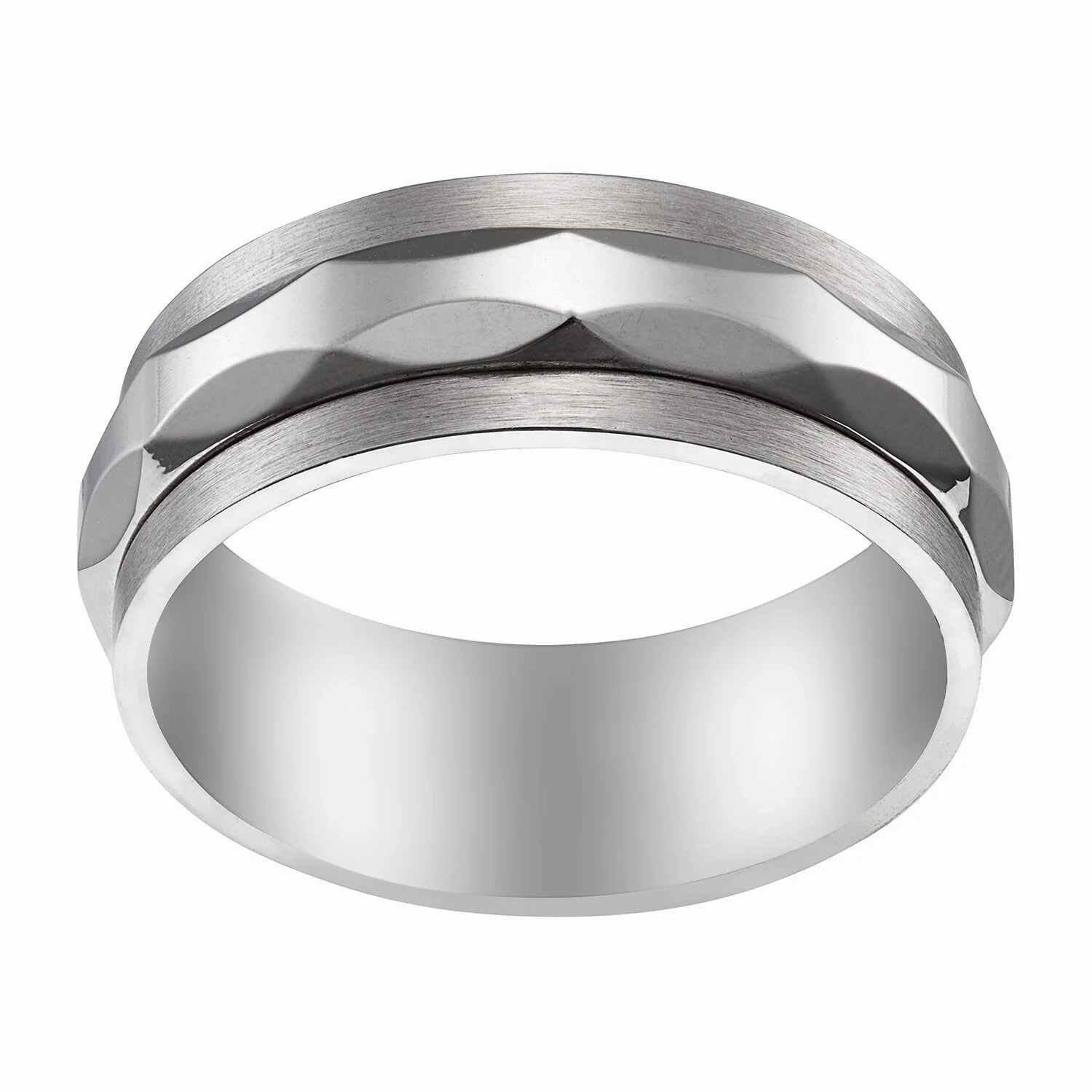 Stainless Steel Men's Faceted Spinner Band