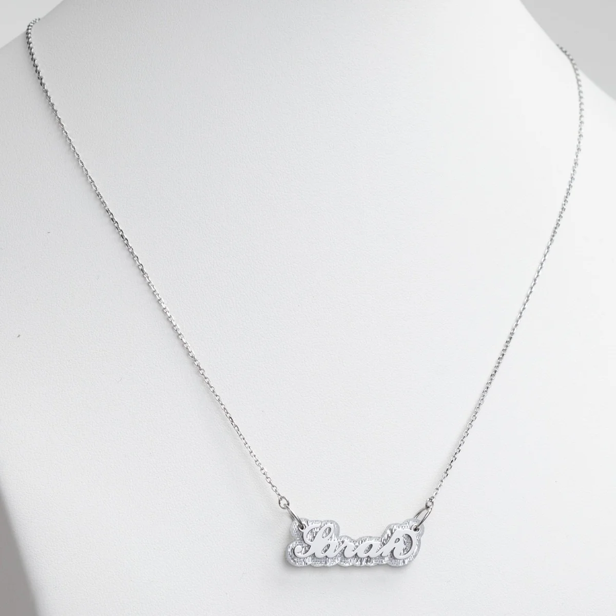 Stainless Steel Name on Clear Glitter Plaque Necklace - Image 4