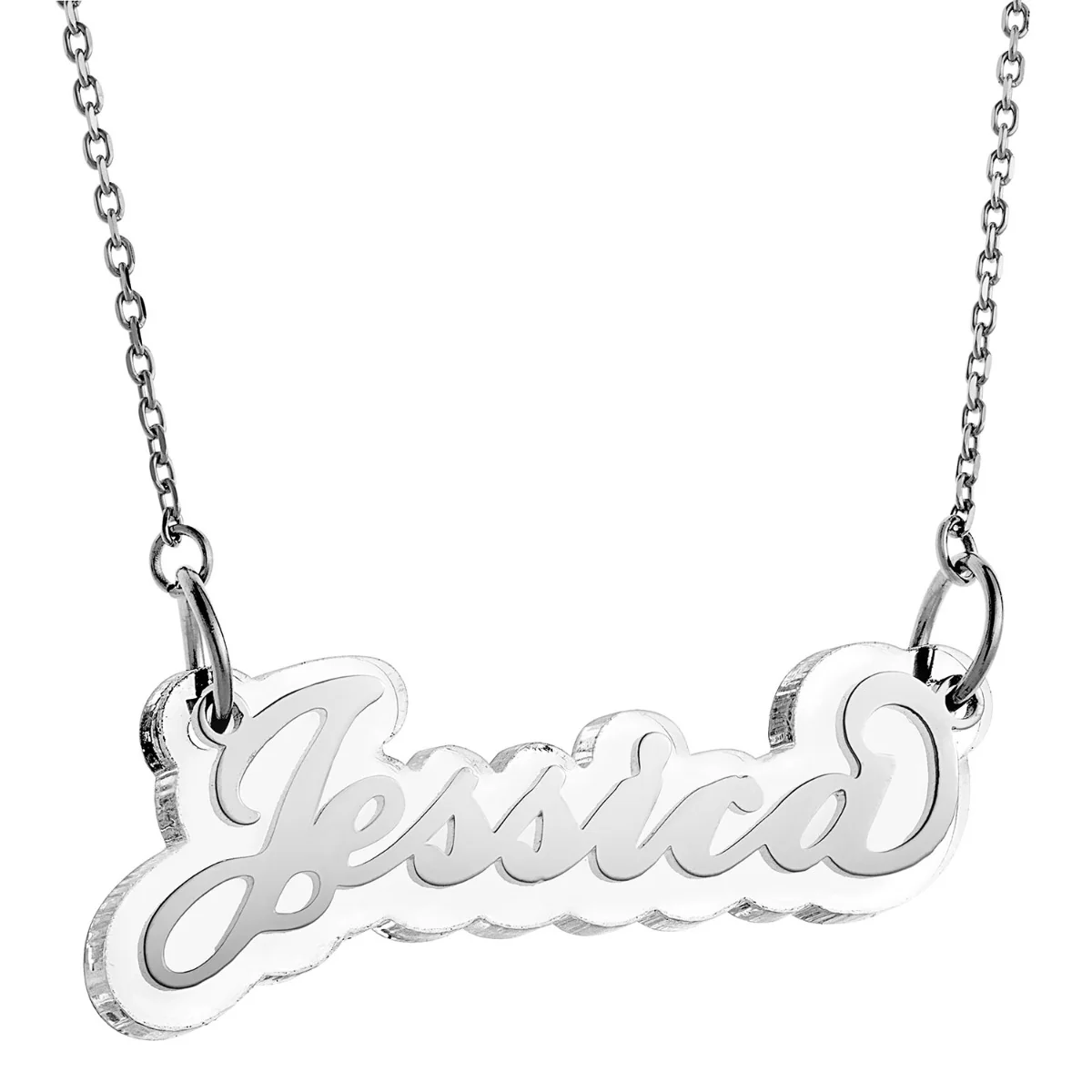 Stainless Steel Name on Translucent Plaque necklace - Image 3