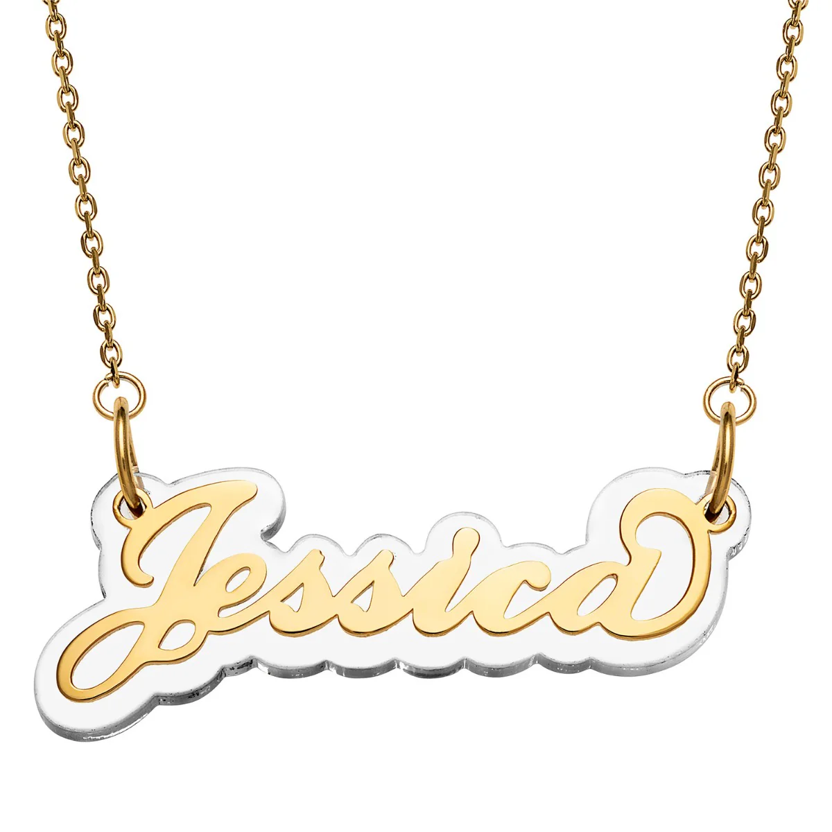 Stainless Steel Name on Translucent Plaque necklace - Image 4