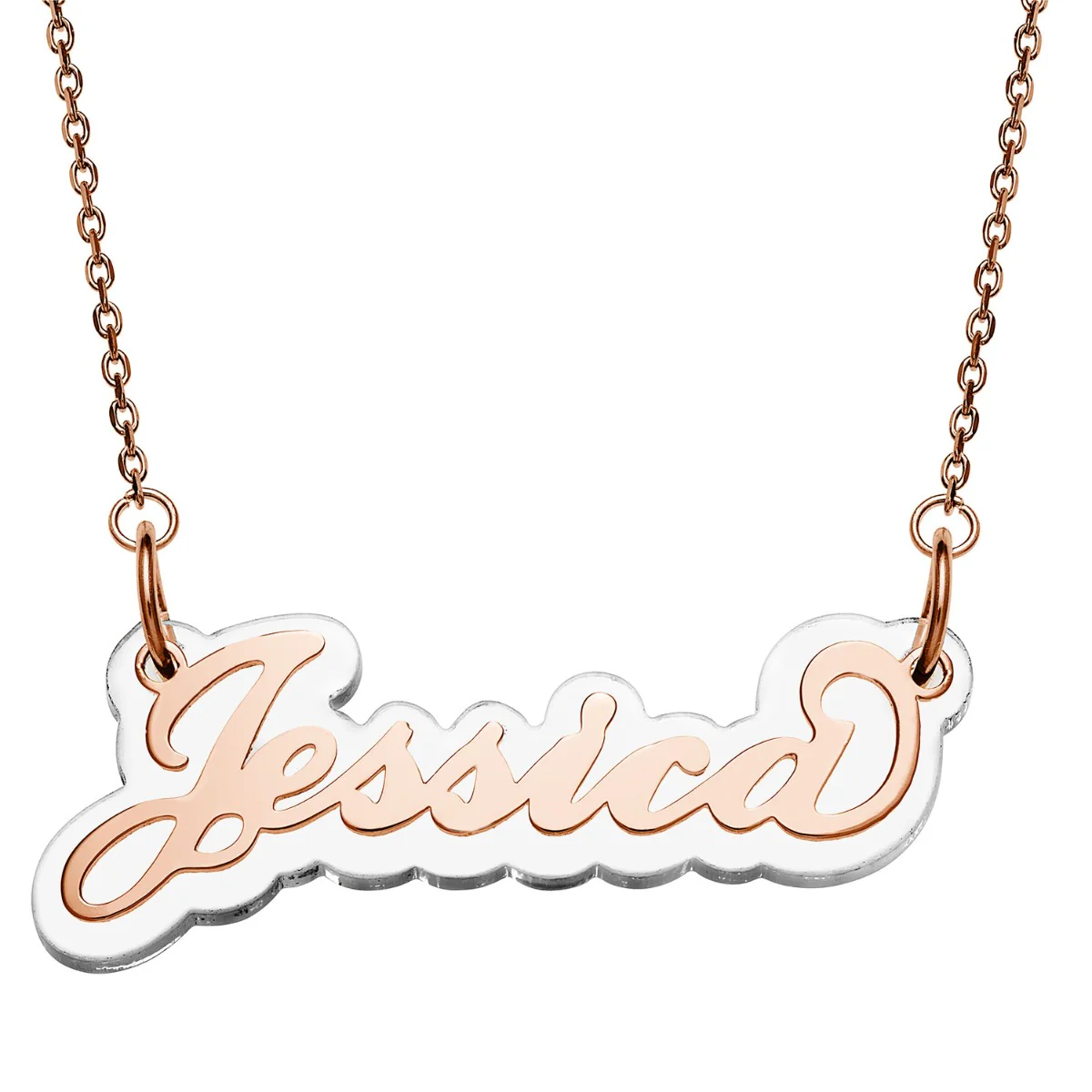 Stainless Steel Name on Translucent Plaque necklace - Image 5