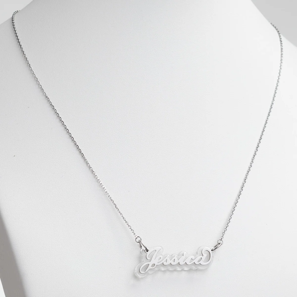 Stainless Steel Name on Translucent Plaque necklace - Image 7