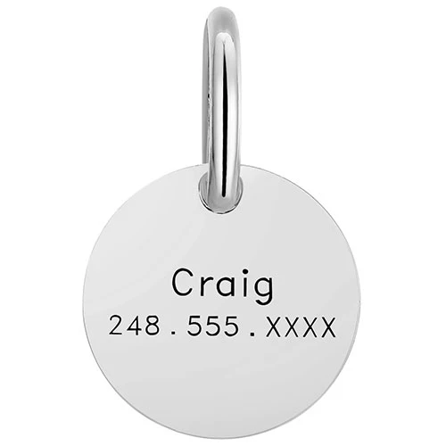 Stainless Steel Personalized Engraved Disc with Paw-Print Pet Tag - Image 4