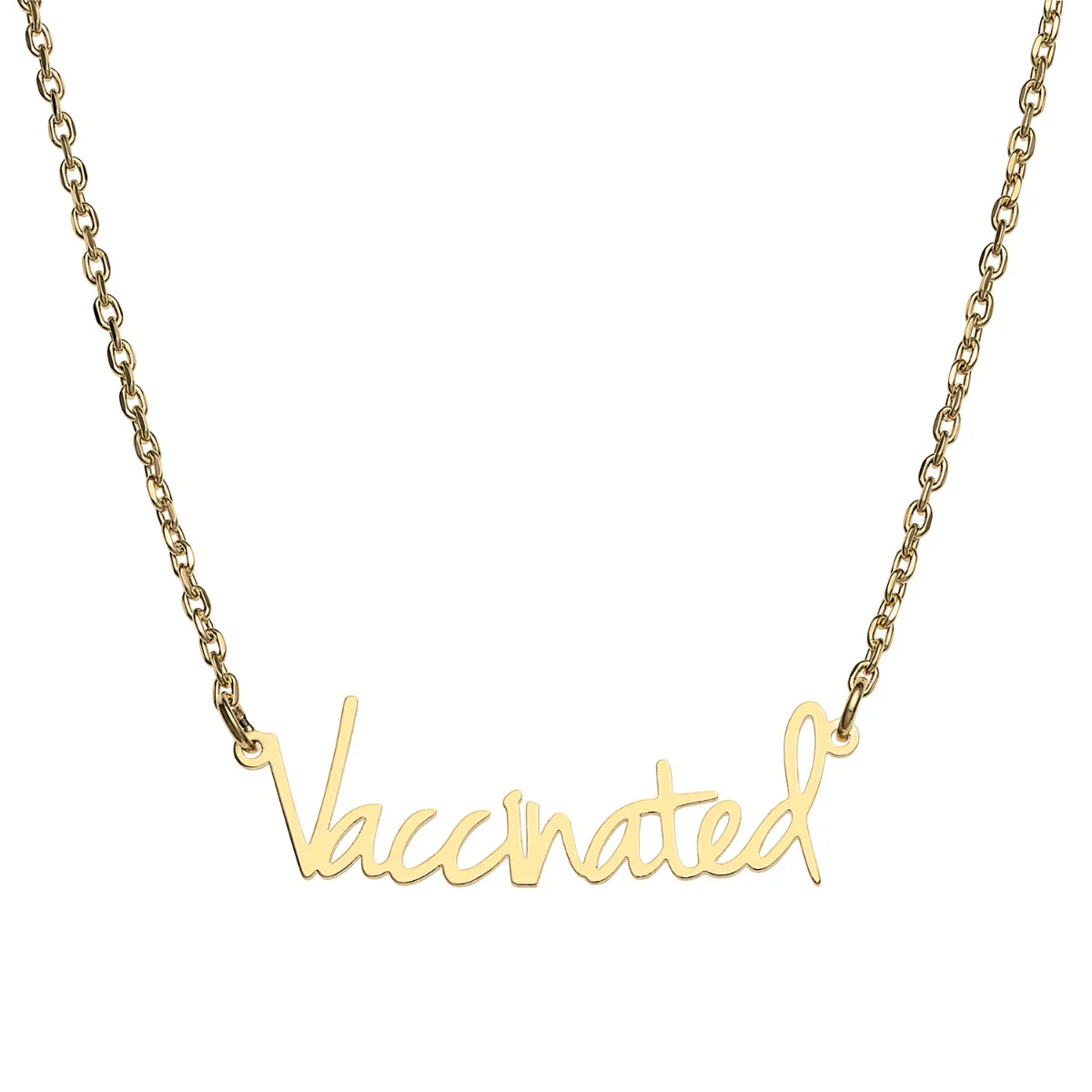 Stainless Steel Petite Fancy Script Vaccinated Necklace - Image 6